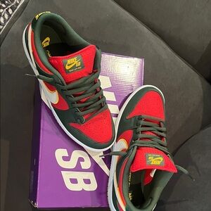 Nike SB Red and Dark Green Skate Shoes